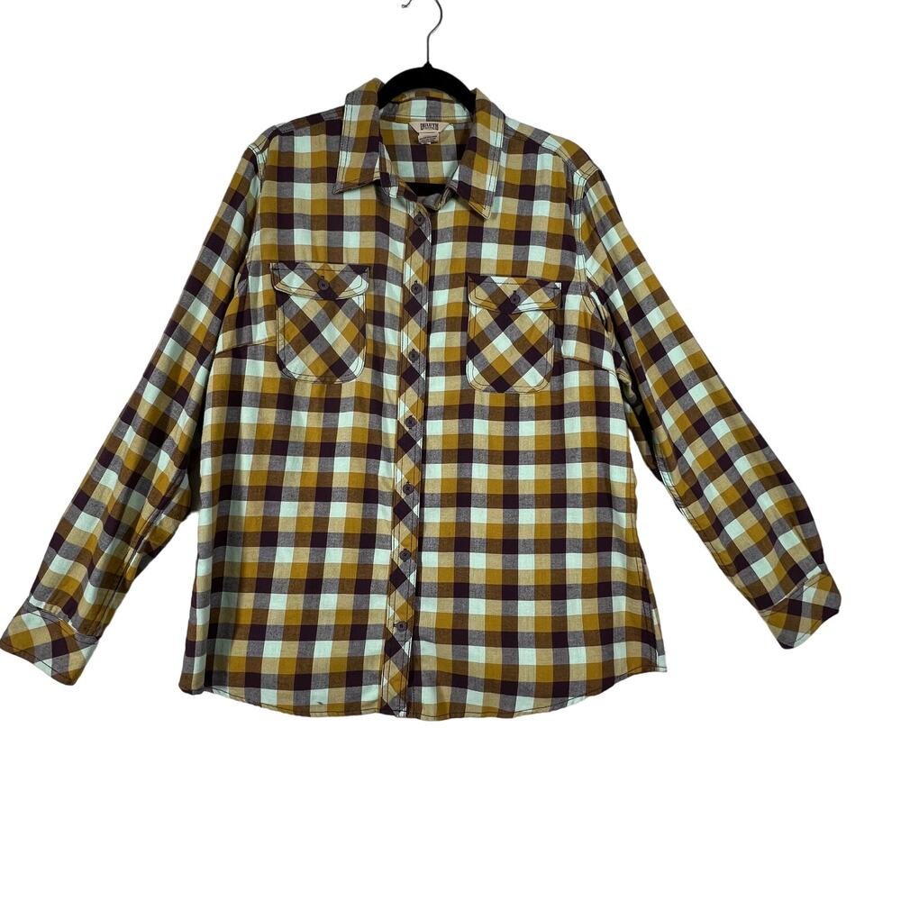 DULUTH TRADING CO Crosscut Wicking Flannel Shirt Women XXL Plaid Cotton Blend